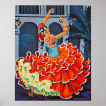 Flamenco Dancer in Colour Poster/Print