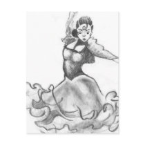 Flamenco Dancer Sketch Postcard