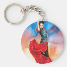 FLAMENCO DANCER watercolour Keychains
