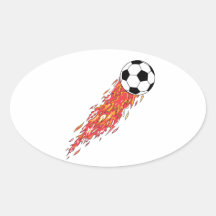 flames fire soccer ball oval sticker
