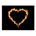 FLAMES HEAT black heart fire burning hot love Postcard
