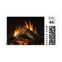 Flames of Fire in a Fireplace Stamp