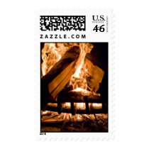 Flames of Fire in a Fireplace Postage Stamps