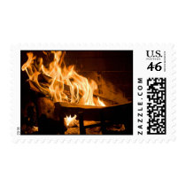 Flames of Fire in a Fireplace Stamps