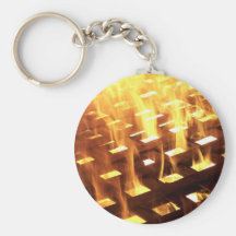 Flames of fire through a lattice photograph design key chains
