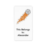 flames volleyball design custom address label