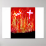 Flames with Faith and Cross Spray Painting posters