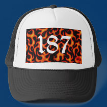 FLAMING 187 CUSTOM BLACK & WHITE HAT by v2dheart FLAMING 187 CUSTOM BLACK & WHITE HAT