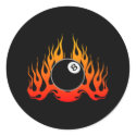 Flaming 8 Ball Black stickers by WhiteTiger_LLC Flaming 8 Ball Black stickers