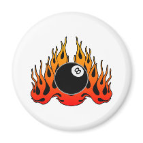 Flaming 8 Ball Refrigerator Magnets