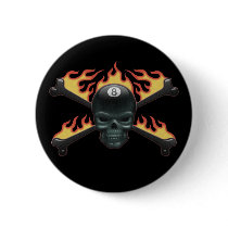 Flaming 8 Skull buttons