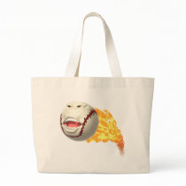 Flaming Baseball Tote Bag