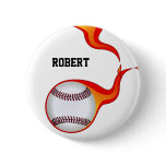 flaming baseball ball  badge buttons