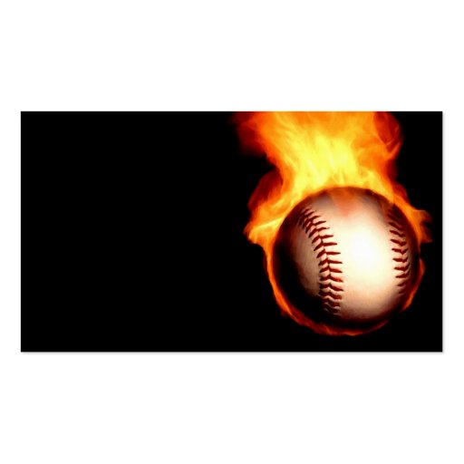 Flaming Baseball Business Card (front side)