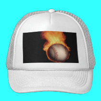 Flaming Baseball Hat hats