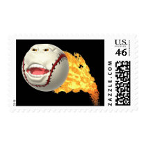 Flaming Baseball postage stamps