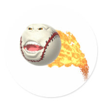 Flaming Baseball Stickers