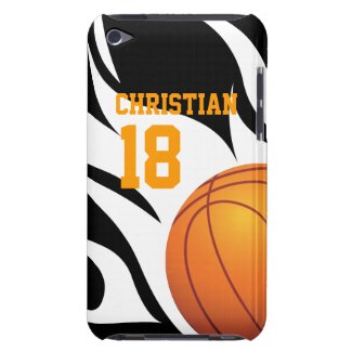 Flaming Basketball Black and White iPod Touch Cases