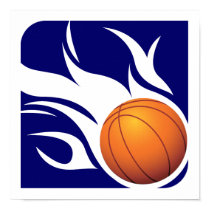 Flaming Basketball Blue and White posters