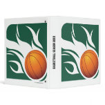 Flaming Basketball Green and White Vinyl Binders