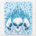 Flaming Blue Skulls mousepads