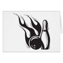 Flaming Bowling Pins Card