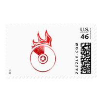 Flaming CD - Music Audio DJ Disc Jockey Postage Stamp