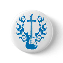 Flaming Cross Guitar buttons