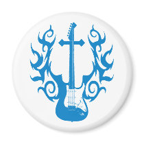 Flaming Cross Guitar magnets