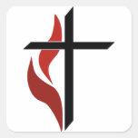 Flaming Cross Square Stickers