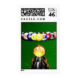 FLAMING CUE BALL BILLIARDS POOL ART by Teo postage