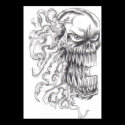 Flaming Demonic Skull Art Poster posters by waynetully Flaming Demonic Skull Art Poster posters
