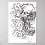 Flaming Demonic Skull Art Poster posters