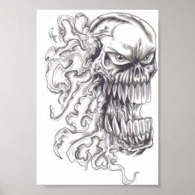Flaming Demonic Skull Art