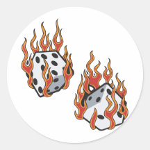 Flaming Dice Sticker