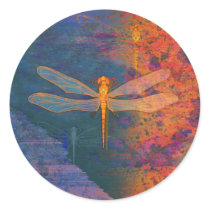 Flaming Dragonfly Round Sticker