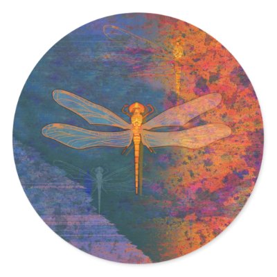Flaming Dragonfly Round Sticker