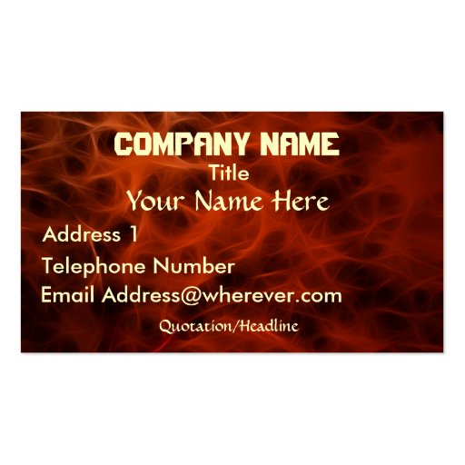 FLAMING FIRE FRACTAL  Business Card (front side)