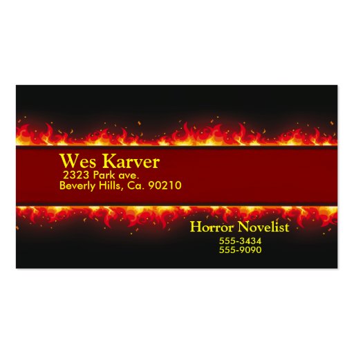 Flaming Fire Inferno Business Card (front side)