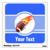 Flaming Football; Blue Wall Stickers
