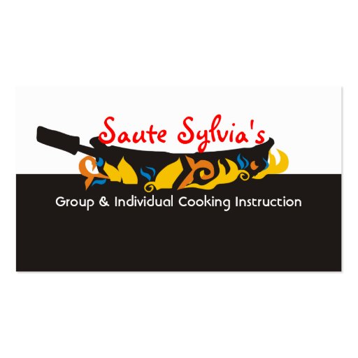 Flaming  frying pan skillet chef catering biz card business card template