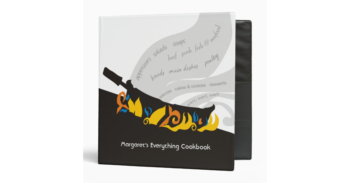 Flaming frying pan skillet recipe cookbook binder Zazzle