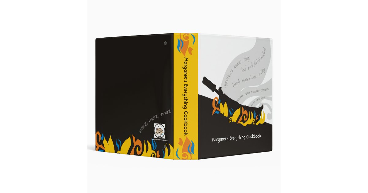 Flaming frying pan skillet recipe cookbook binder Zazzle