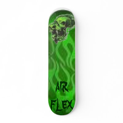 Flaming Green Skull AIR FLEX board Skate Board by butch7