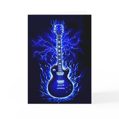Flaming Guitar Card card