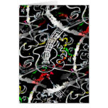 Flaming Guitar on Highway (black light!) Greeting Card