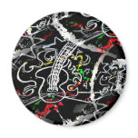 Flaming Guitar on Highway (black light!) Refrigerator Magnet