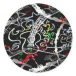 Flaming Guitar on Highway (black light!) stickers
