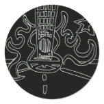 Flaming guitar Reverse Black  & White Levi G style stickers