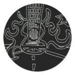 Flaming guitar Reverse Black  & White Levi G style stickers